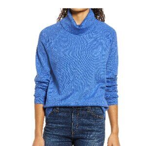 Caslon Cozy Relaxed Fit Turtleneck Sweater Size M Blue Palace